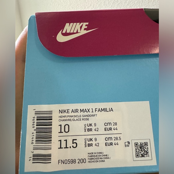 NWB Nike Air Max 1 Familia Sneakers Hemp/Pinksicle Men's US 10/Women's US 11.5 - Picture 12 of 12